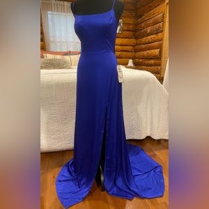 NWT Royal Blue Long Satin Gown 15/16